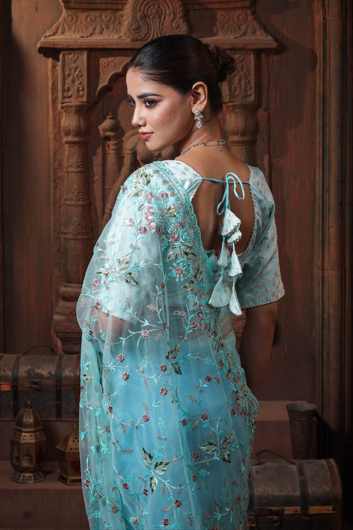 Seafoam Garden Light Saree