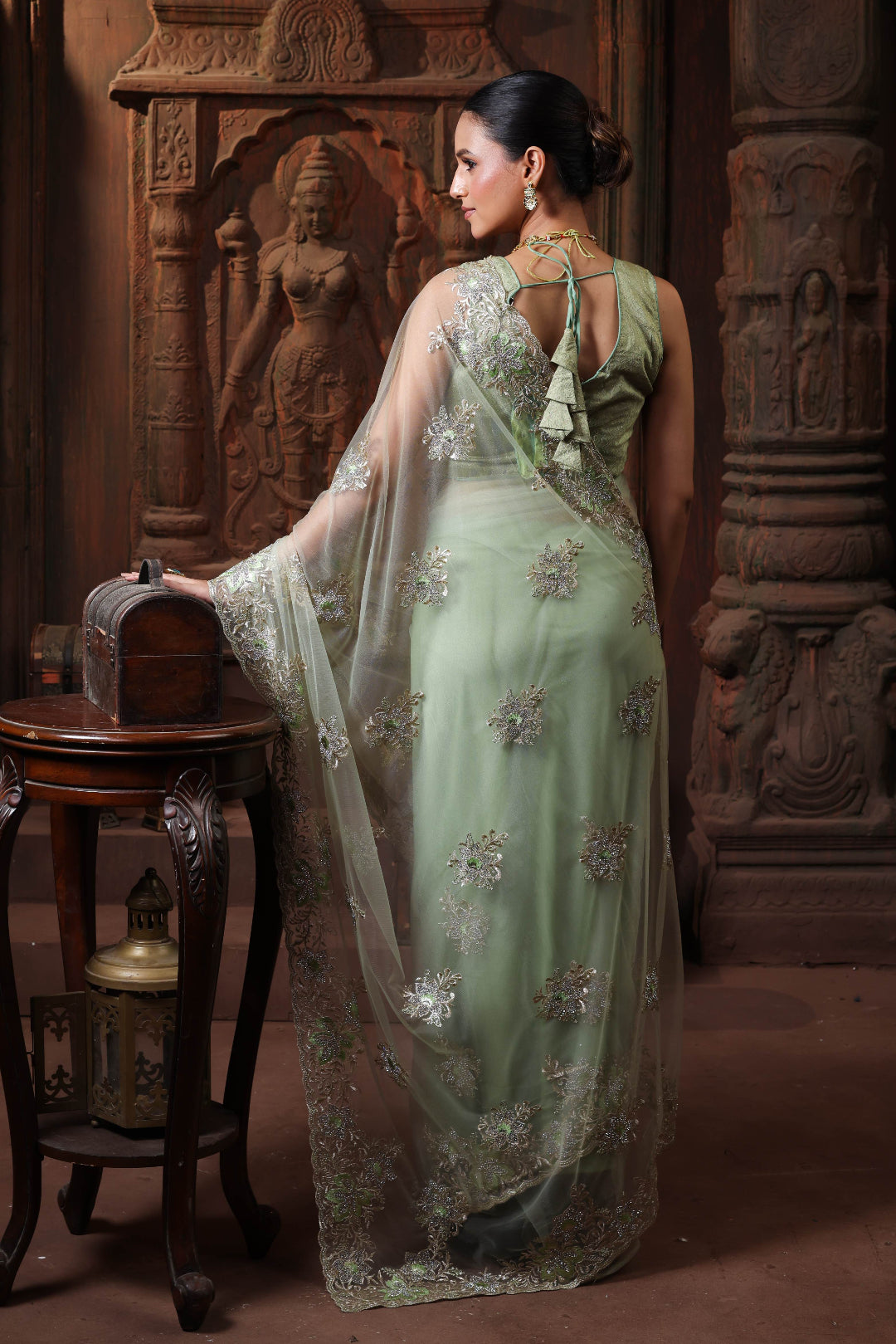 Ivory Sage Whisper Saree