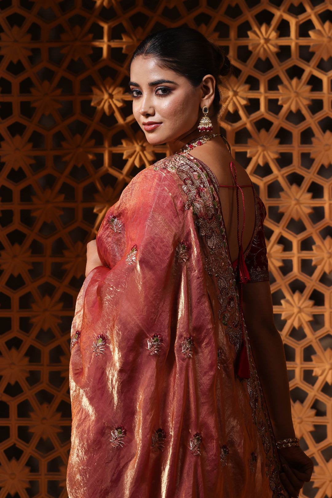 Rosewood Screenlight Embroidery Saree