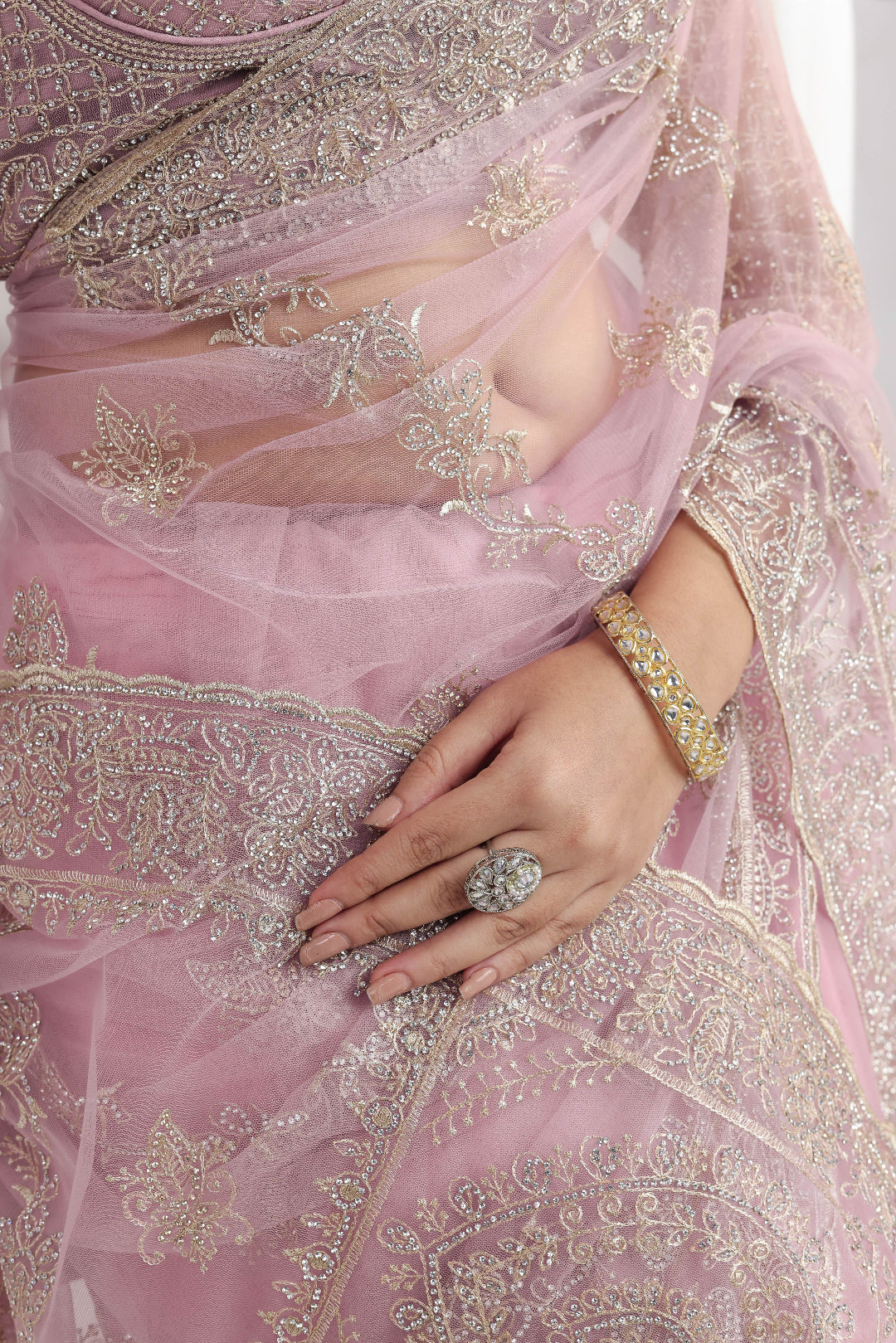 Lilac Mist Silver Border Saree