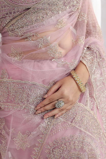 Lilac Mist Silver Border Saree
