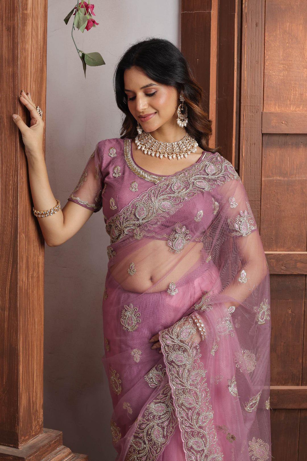 Mauve Garden Doorway Saree