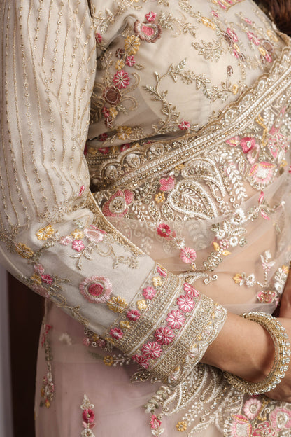 Champagne Whisper Shimmer Saree