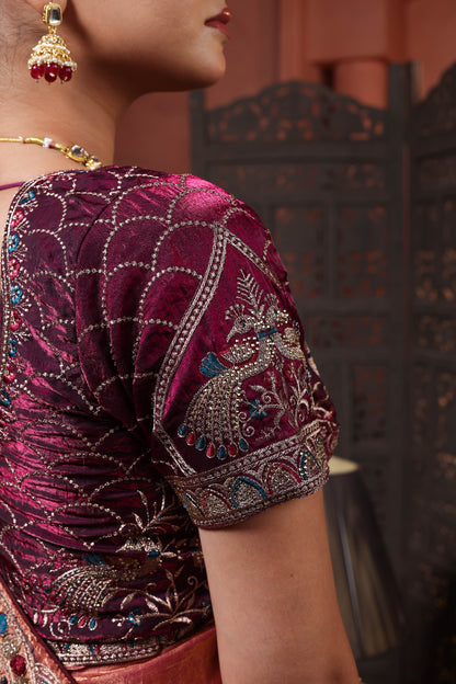 Dusty Rose Heritage Border Saree
