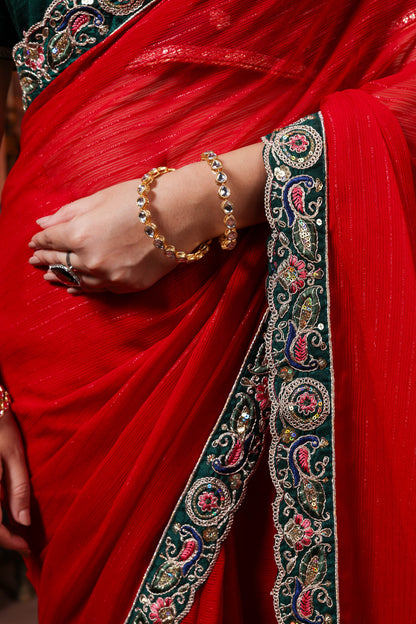 Crimson Evergreen Celebration Saree