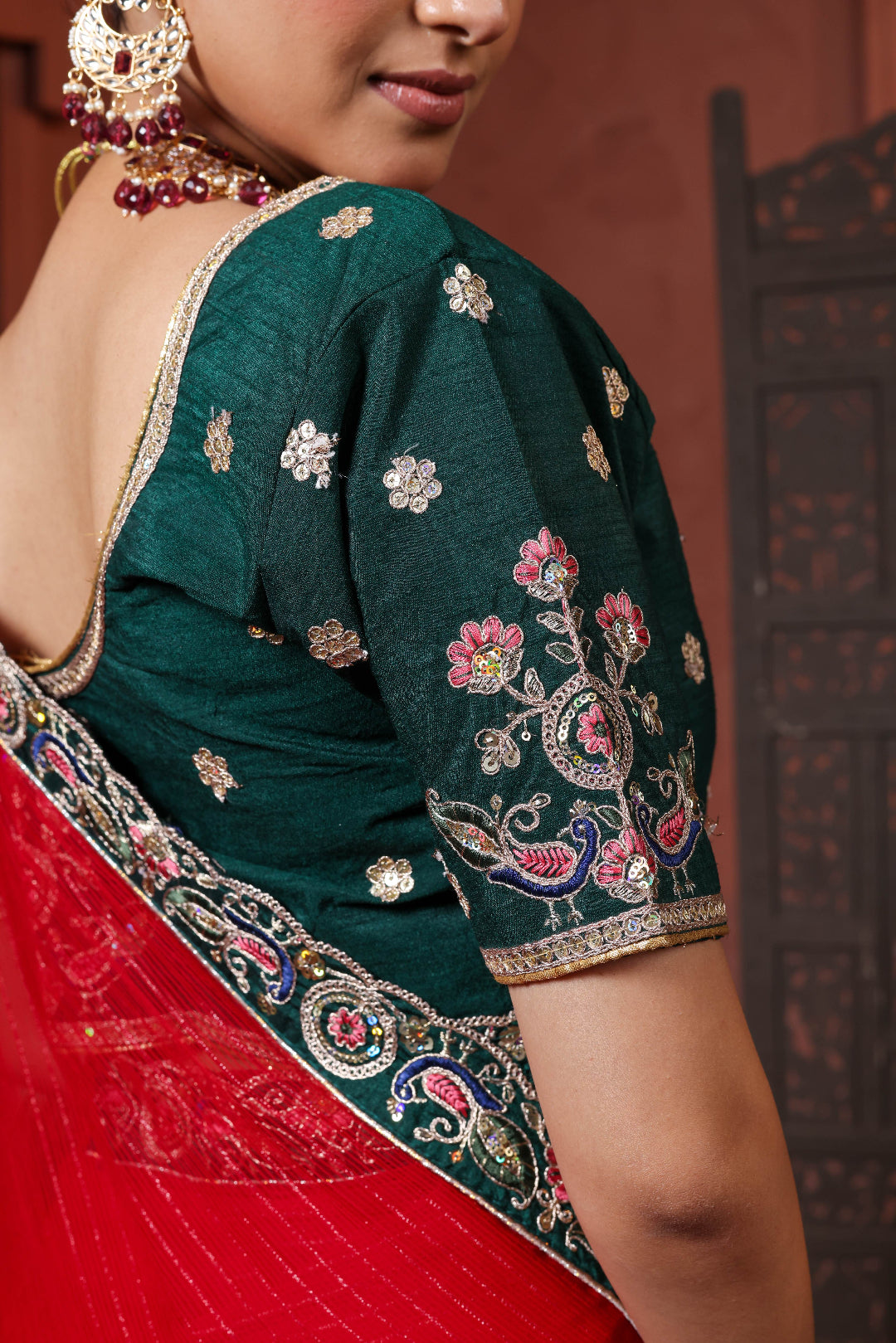 Crimson Evergreen Celebration Saree