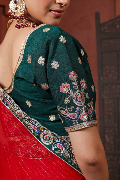 Crimson Evergreen Celebration Saree