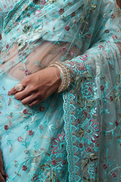 Seafoam Garden Light Saree