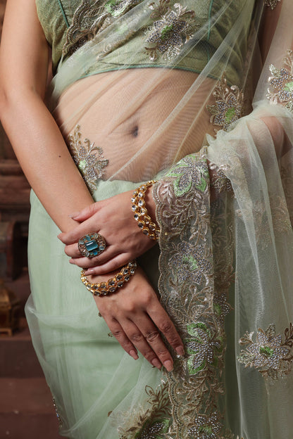 Ivory Sage Whisper Saree