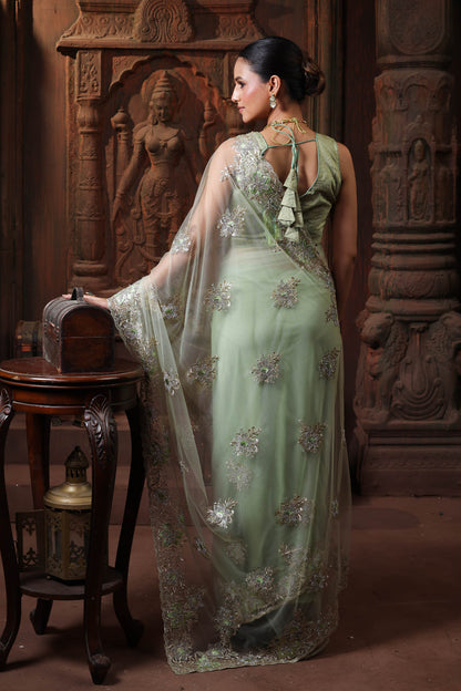 Ivory Sage Whisper Saree