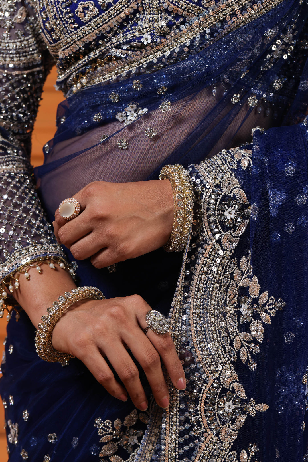 Indigo Silver Nightfall Saree