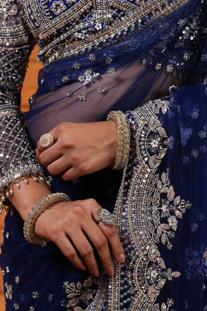Indigo Silver Nightfall Saree