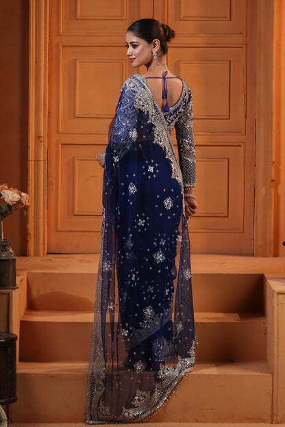 Indigo Silver Nightfall Saree