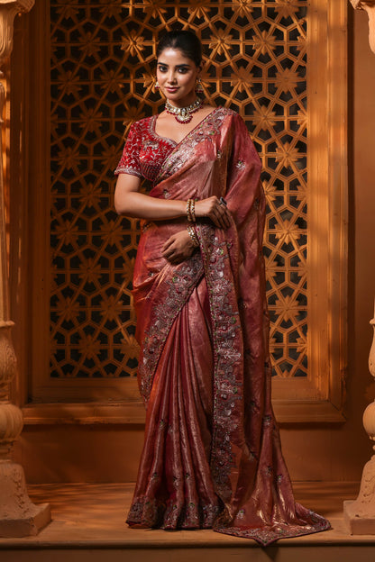 Rosewood Screenlight Embroidery Saree
