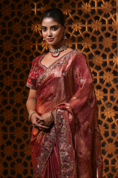 Rosewood Screenlight Embroidery Saree