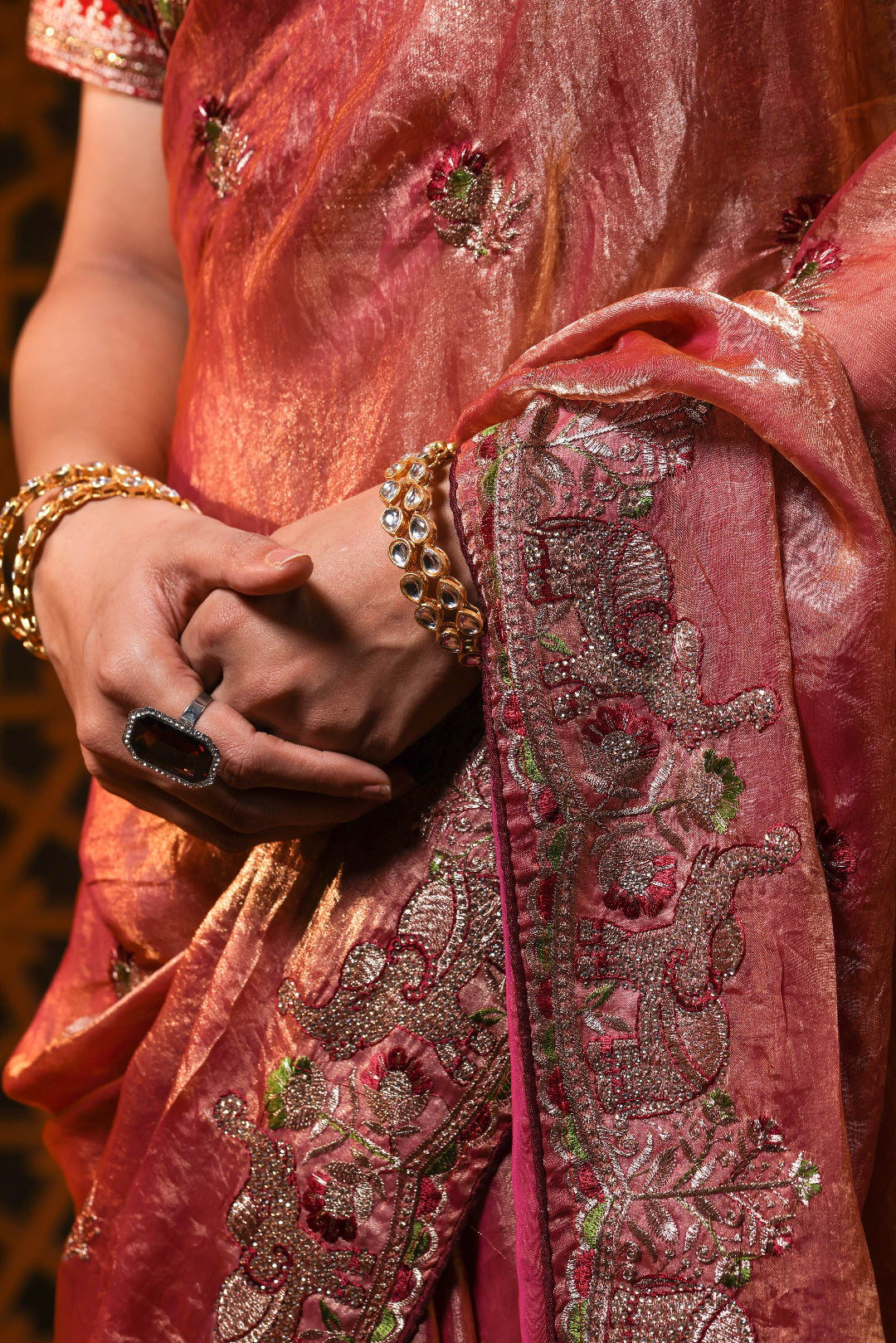Rosewood Screenlight Embroidery Saree