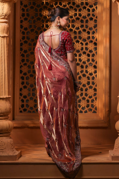 Rosewood Screenlight Embroidery Saree