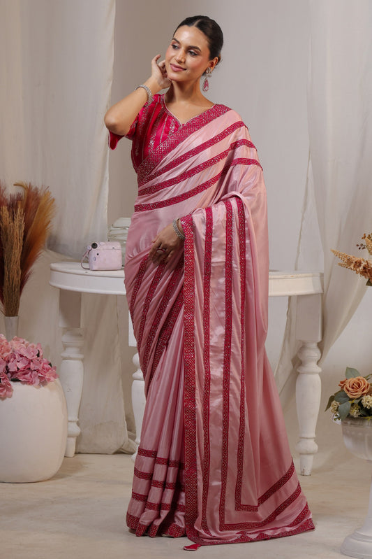 Rose Stripe Celebration Saree