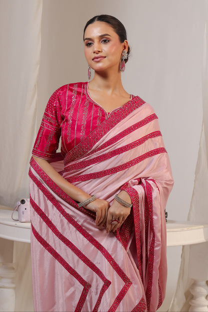 Rose Stripe Celebration Saree