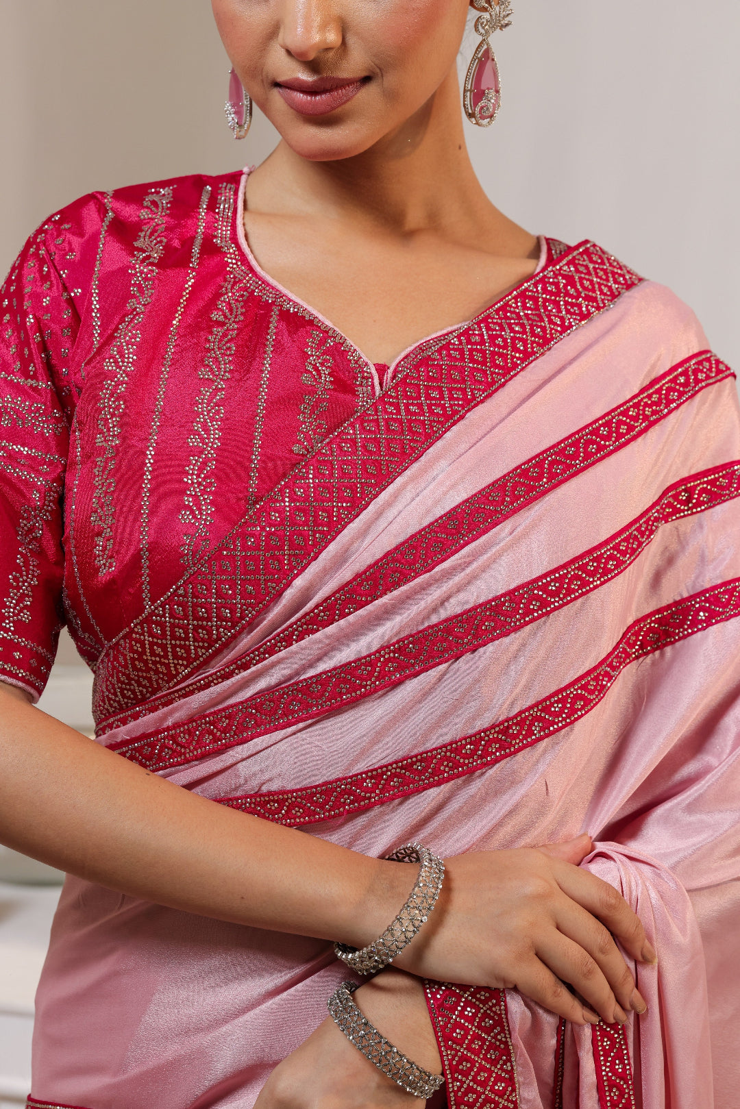 Rose Stripe Celebration Saree