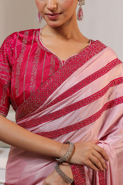 Rose Stripe Celebration Saree
