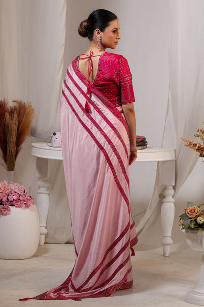 Rose Stripe Celebration Saree