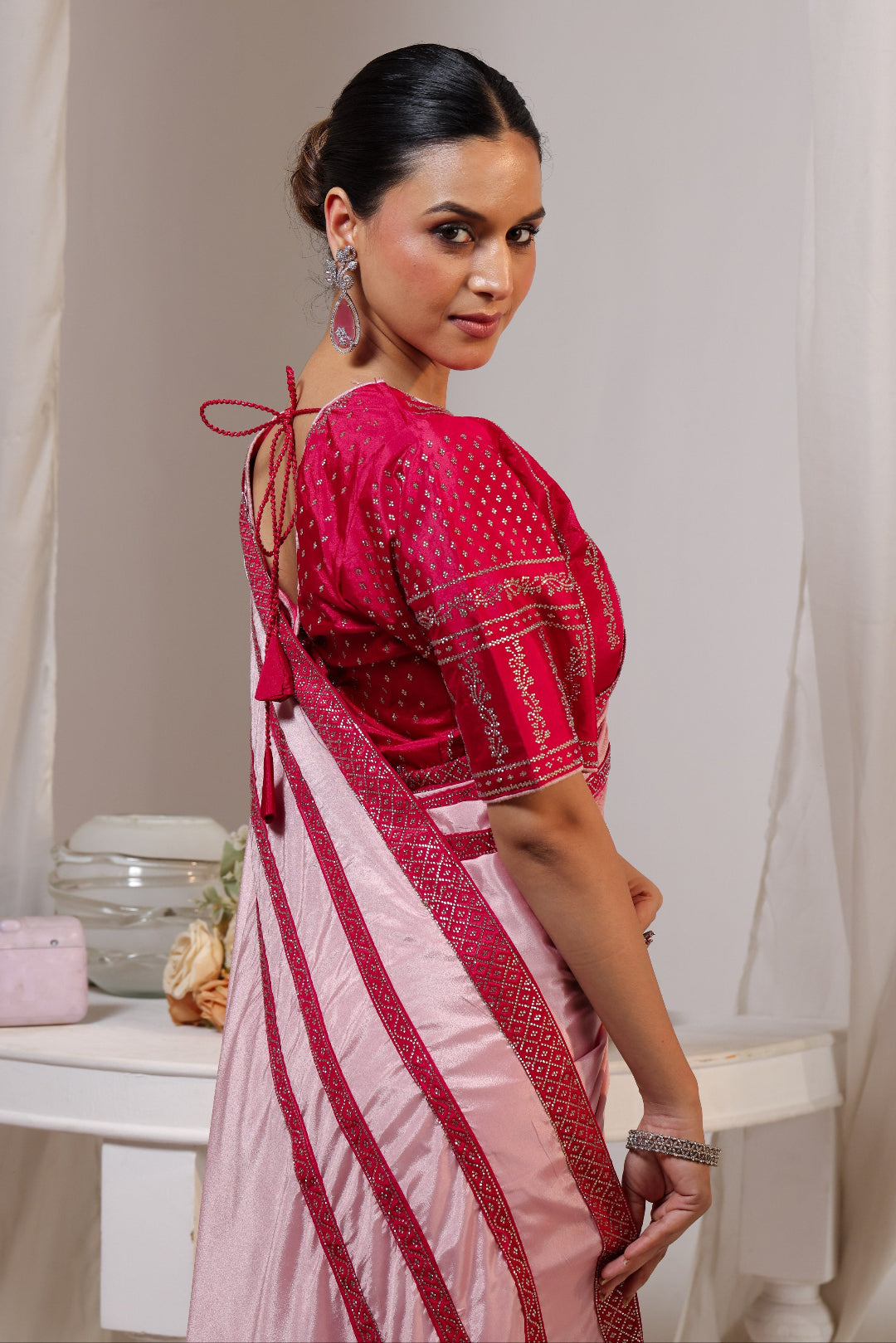 Rose Stripe Celebration Saree