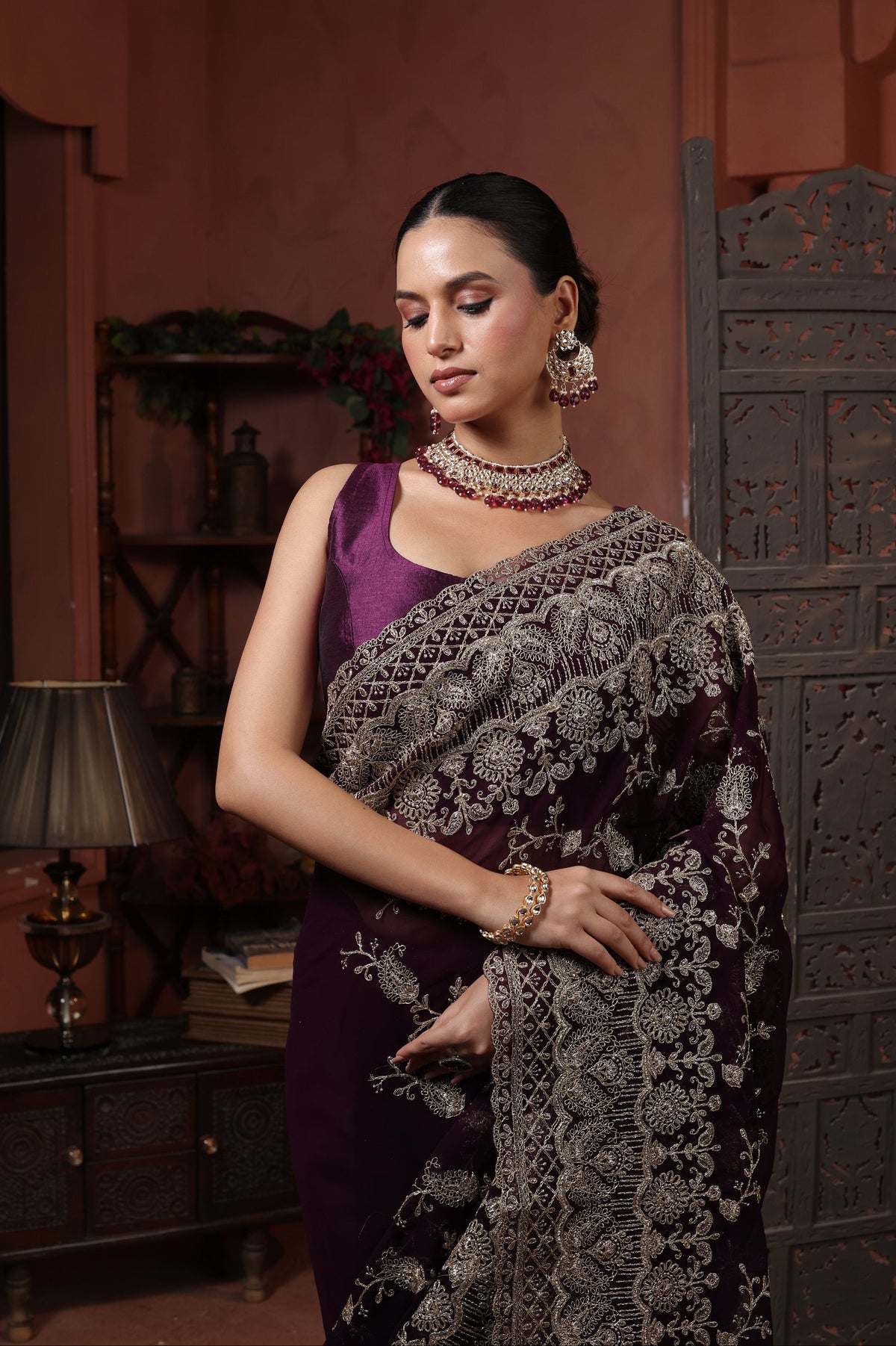 HK Creation saree styled for a celebration
